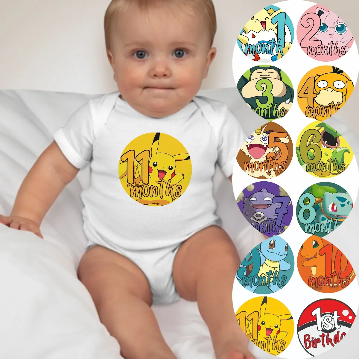 Baby Custom Monthly Onesies - Pokemon