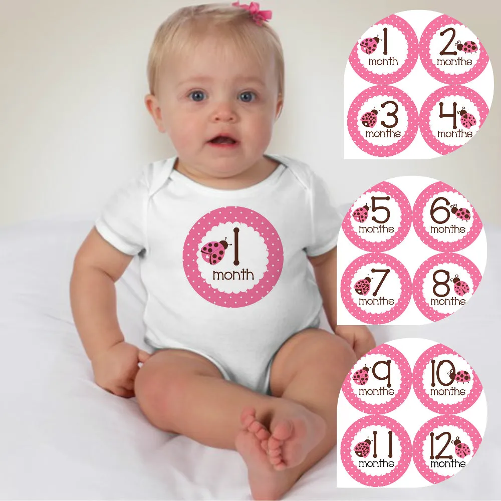 Baby Custom Monthly Onesies - Red Bugs