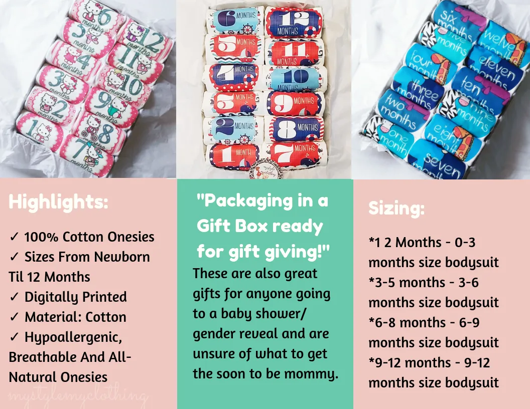 Baby Custom Monthly Onesies - Red Bugs