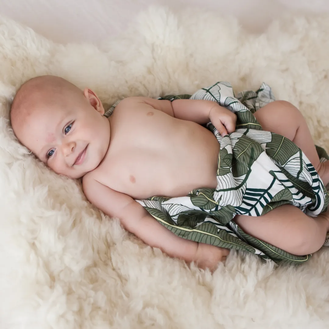 Baby Muslin Swaddle | Tropicana Leaves