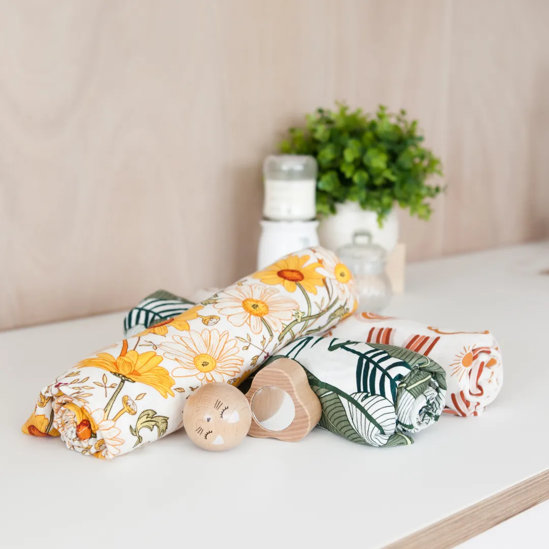 Baby Muslin Swaddle | Tropicana Leaves