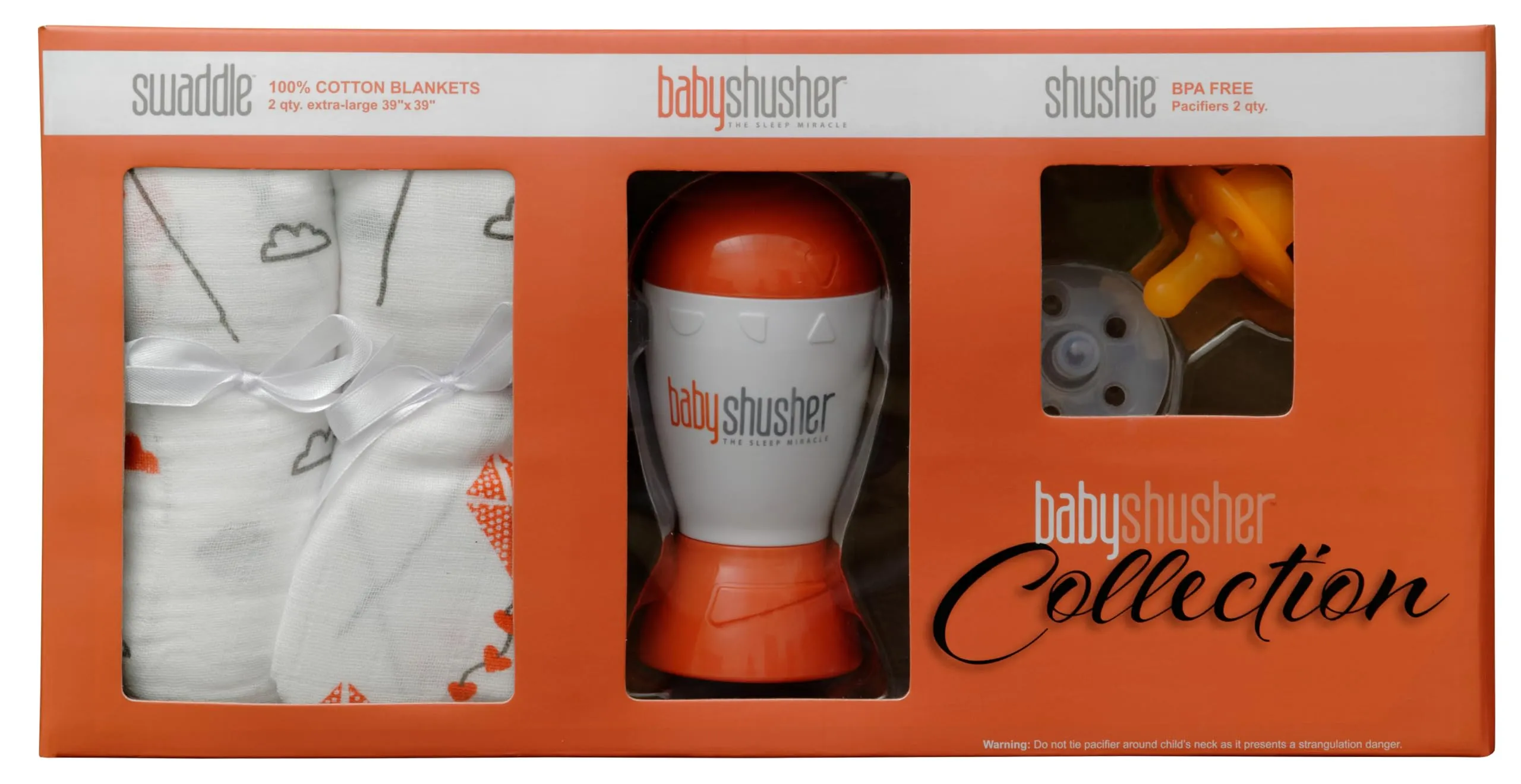 Baby Shusher Collection | Baby Shusher Sleep Sound Machine & 2 Shushie Pacifier & 2 Muslin Swaddle Blanket | Baby Registry Newborn Essentials