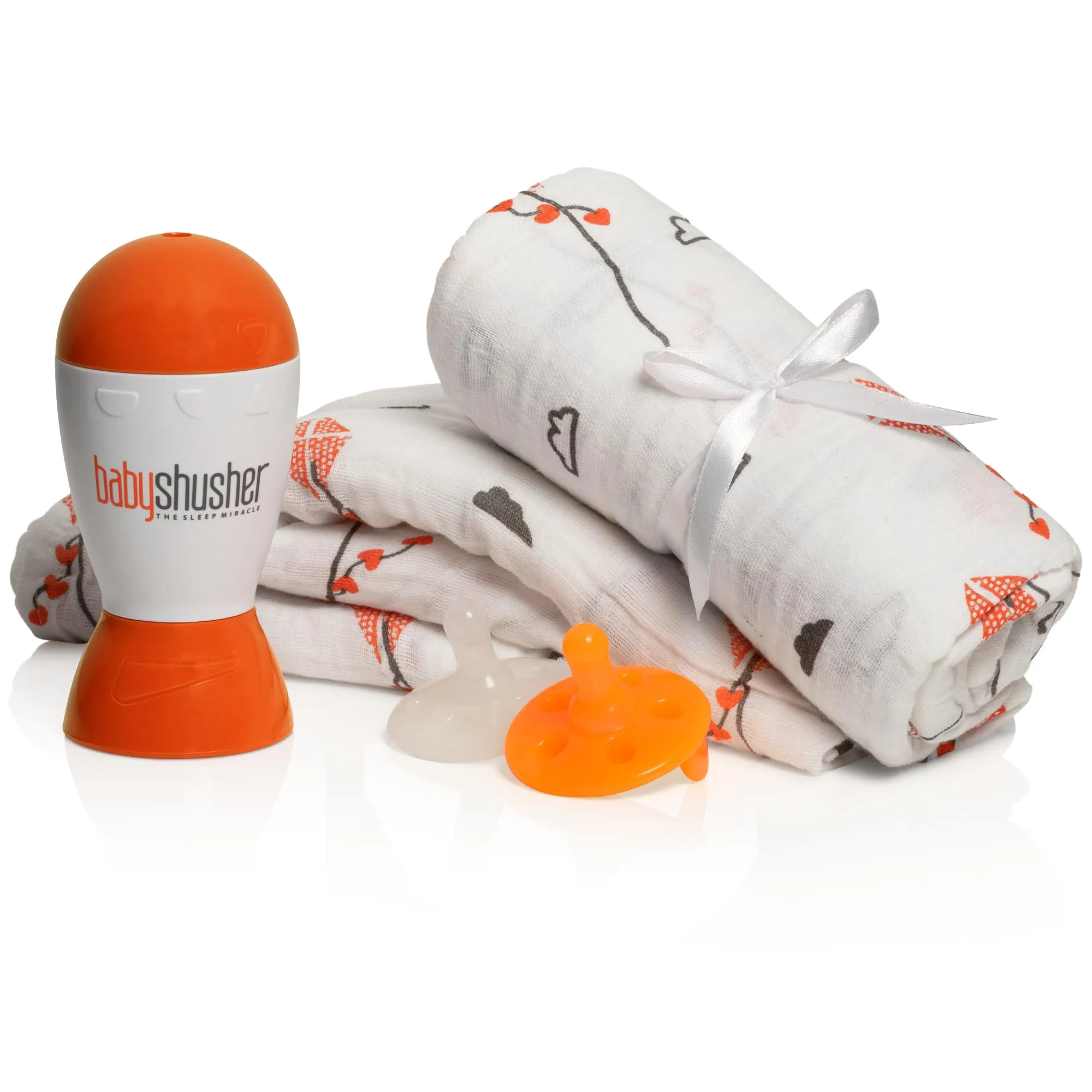 Baby Shusher Collection | Baby Shusher Sleep Sound Machine & 2 Shushie Pacifier & 2 Muslin Swaddle Blanket | Baby Registry Newborn Essentials