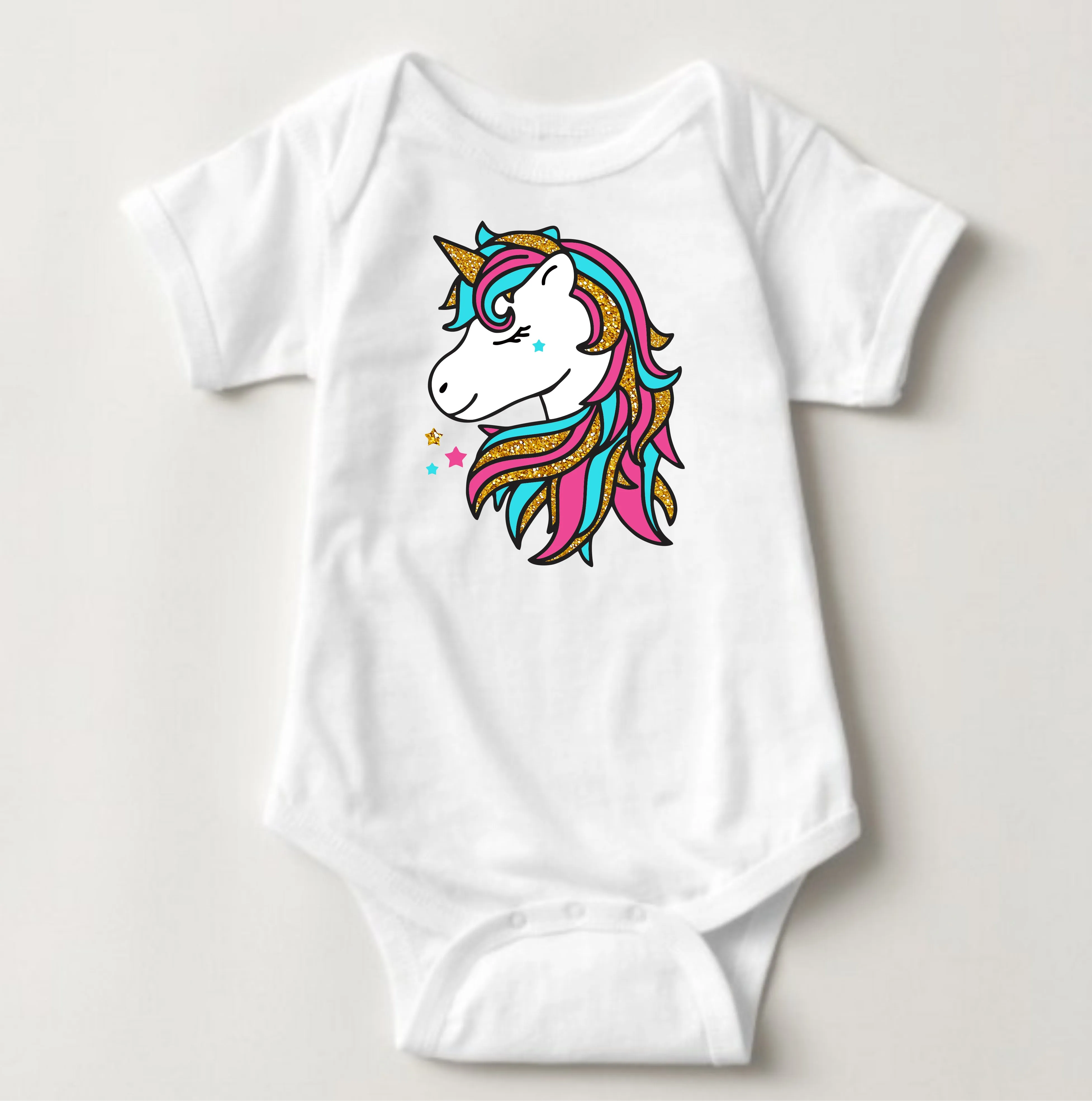 Baby Statement Onesies - Unicorn White/Pink