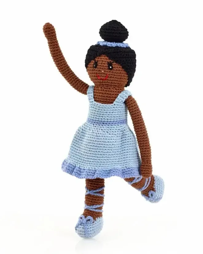 Blue Storytime Ballerina Knitted Doll
