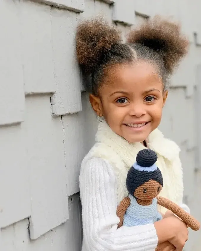 Blue Storytime Ballerina Knitted Doll